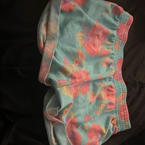 Cute Booty Lounge Floral Shorts - Blue and Pink